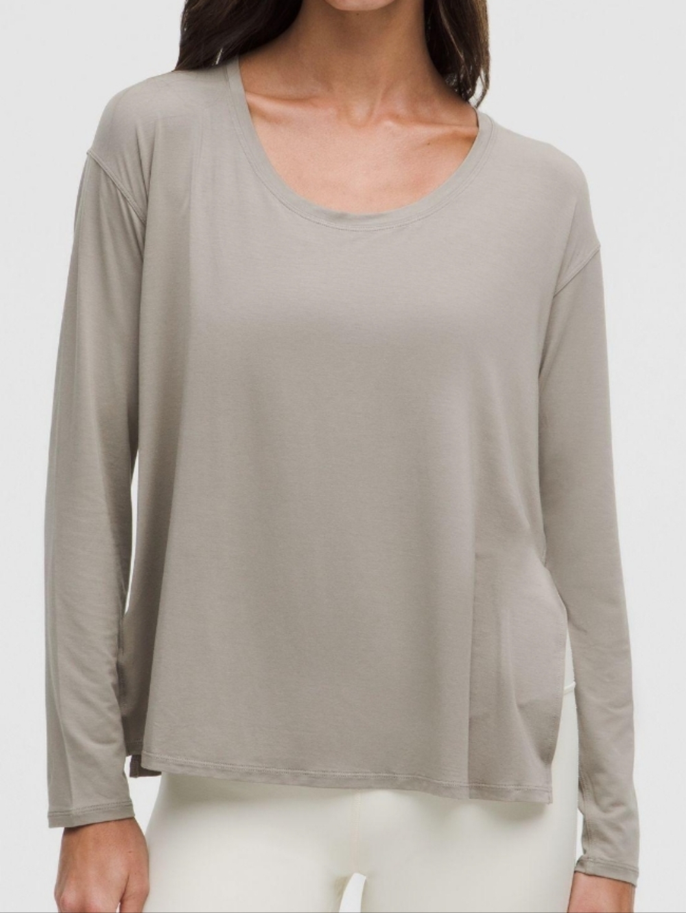Lululemon SilkAppeal Side Slit Long Sleeve Warm Ask Grey  EUC